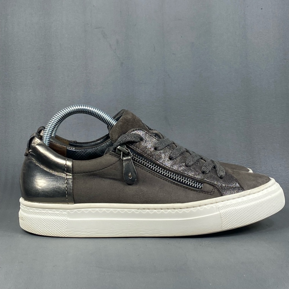 Paul Green Brown Suede Low-Top Zip Sneakers